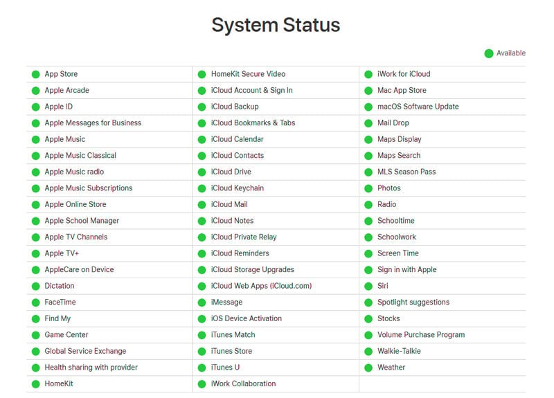 apple system status