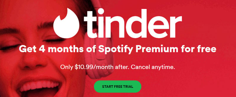 get spotify premium for free with tinder