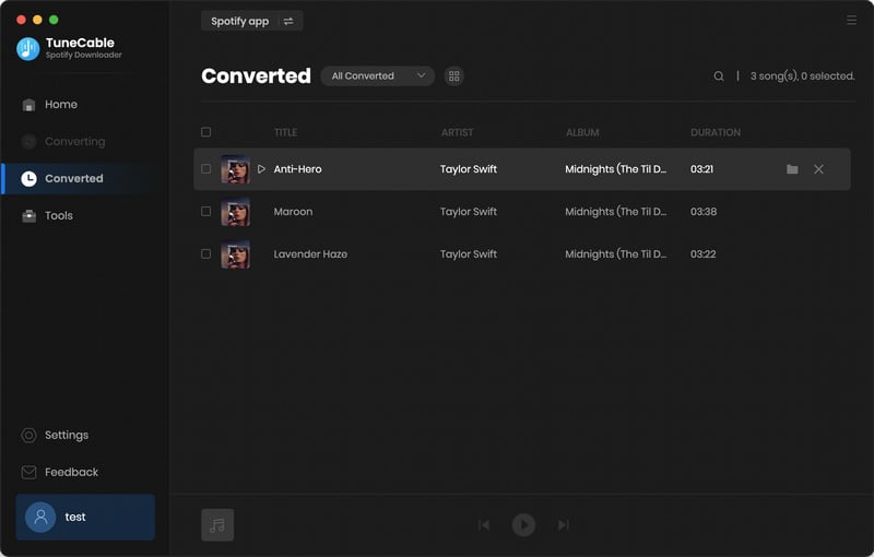 converted spotify tracks