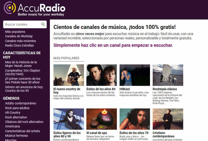 sitios de música gratis sin restricciones accuradio