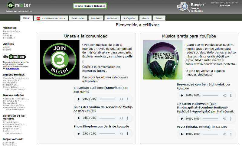 sitios de música gratis sin restricciones ccMixter