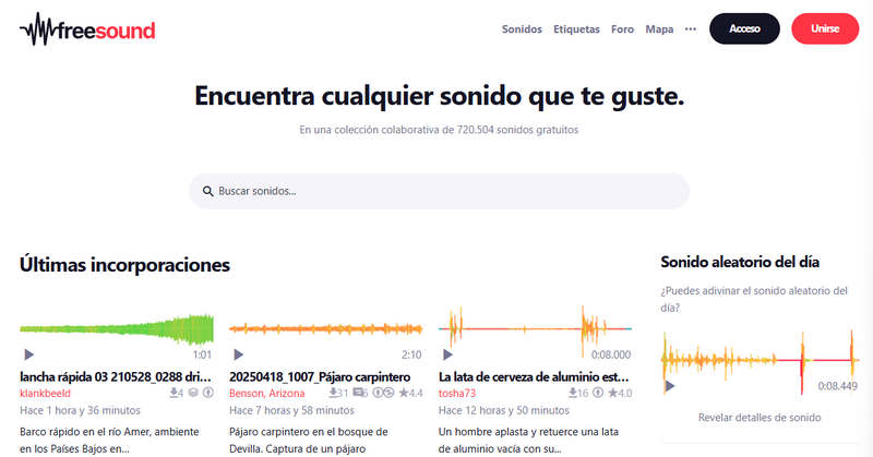 sitios de música gratis sin restricciones Freesound