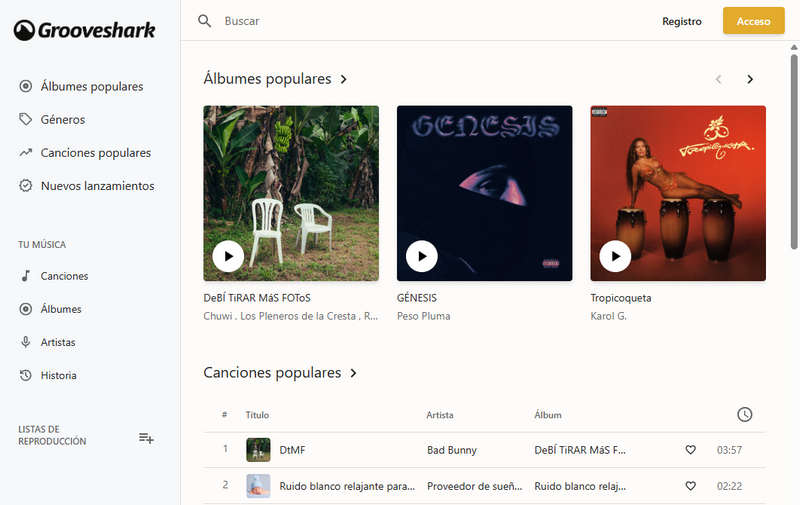 sitios de música gratis sin restricciones grooveshark