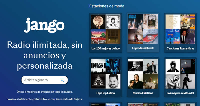 sitios de música gratis sin bloqueo Jango
