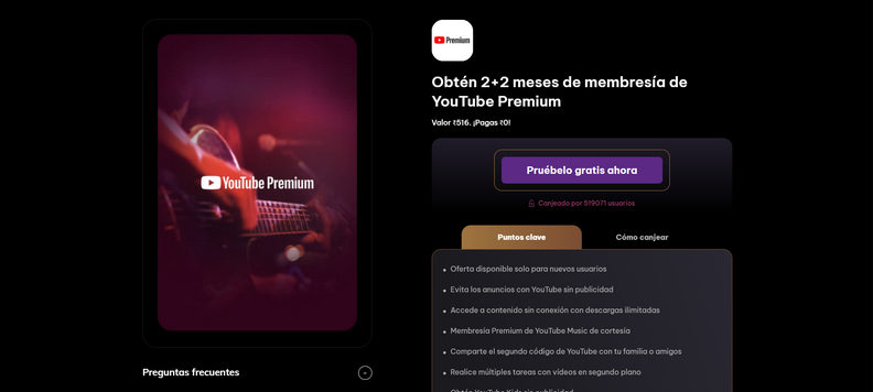 obtener YouTube Premium gratis mediante times prime