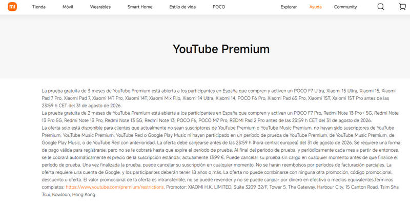 Obtén YouTube Premium gratis a través de Xiaomi