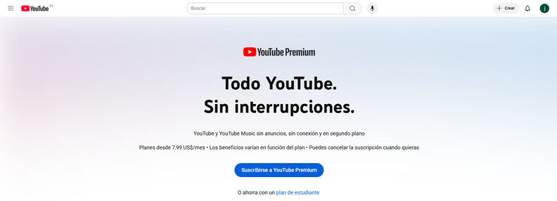 obtener prueba gratuita de 1 mes de YouTube Premium