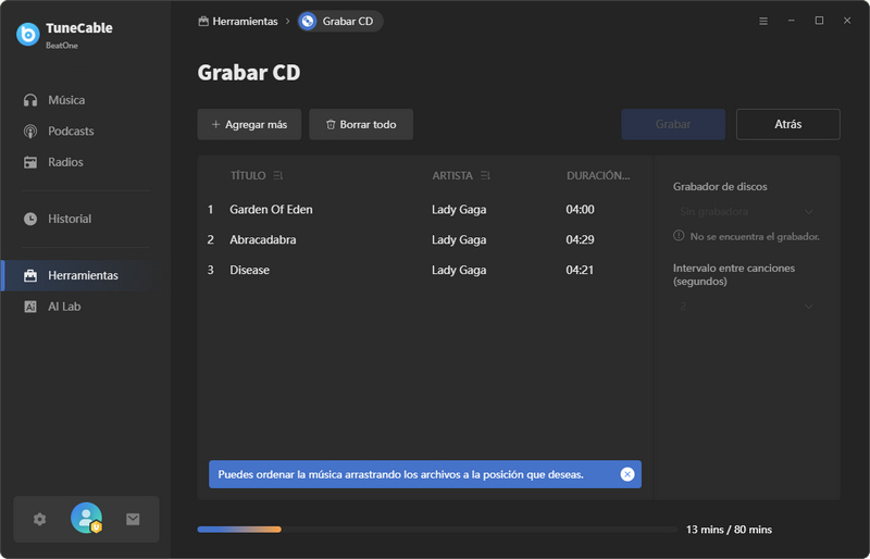 lista de reproducción de música de youtube a cd