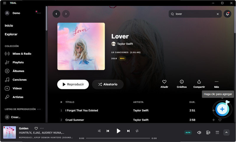 añadir música de tidal