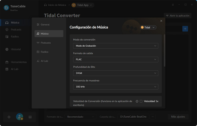 cambiar configuración