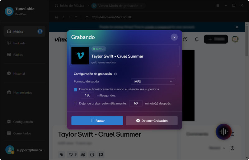 cancelar grabación