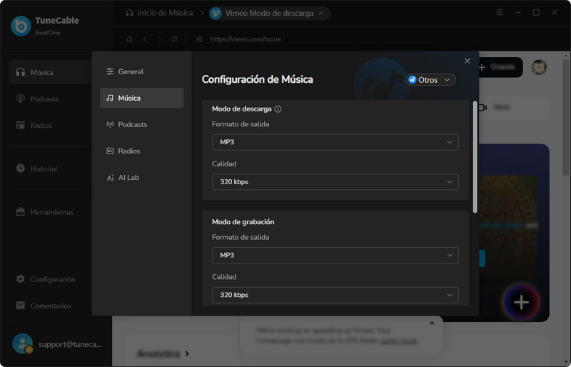 grabar música desde el sitio web