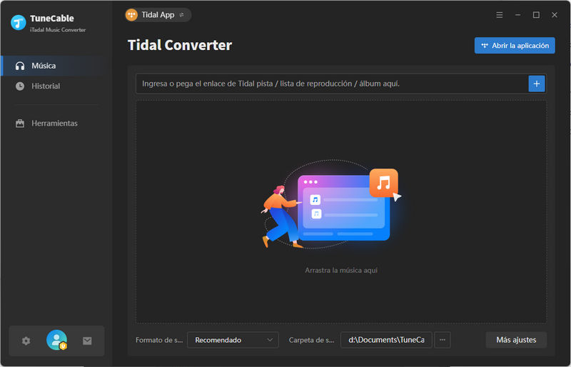 TuneCable iTadal Music Converter main interface