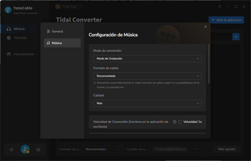 personalizar la configuración de salida