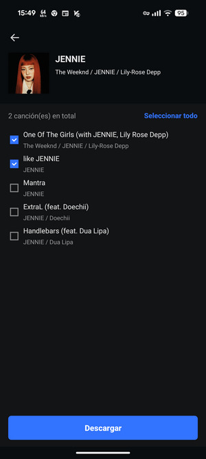 seleccionar canciones