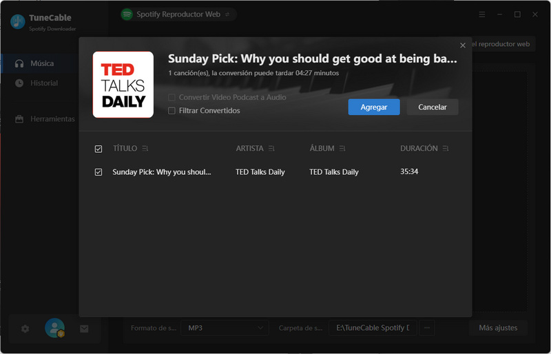 añadir podcasts de Spotify