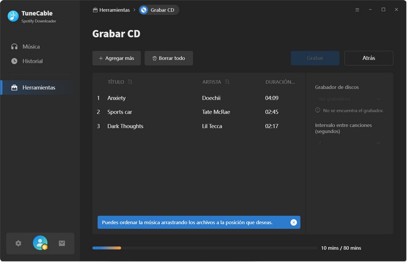 grabar canciones de spotify en cd