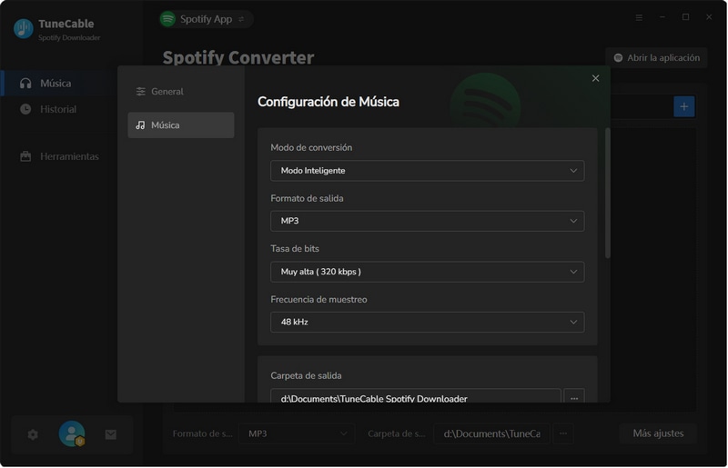 personalizar formato de salida de Spotify