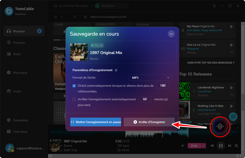 stop recording beatport music
