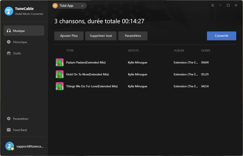 convertir la musique Tidal