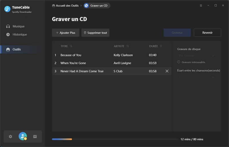 graver des chansons spotify sur cd