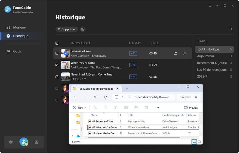 afficher l'historique des conversions