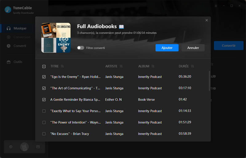 choisir des livres audio Spotify à télécharger