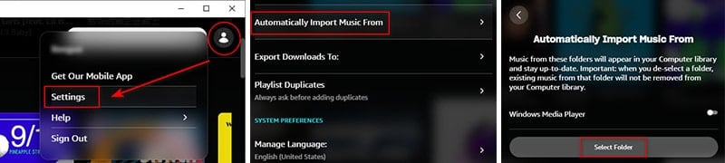 add spotify music folder to amazon music