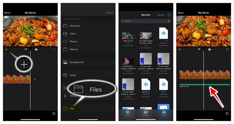 Insert Music to iMovie from YouTube on iPhone