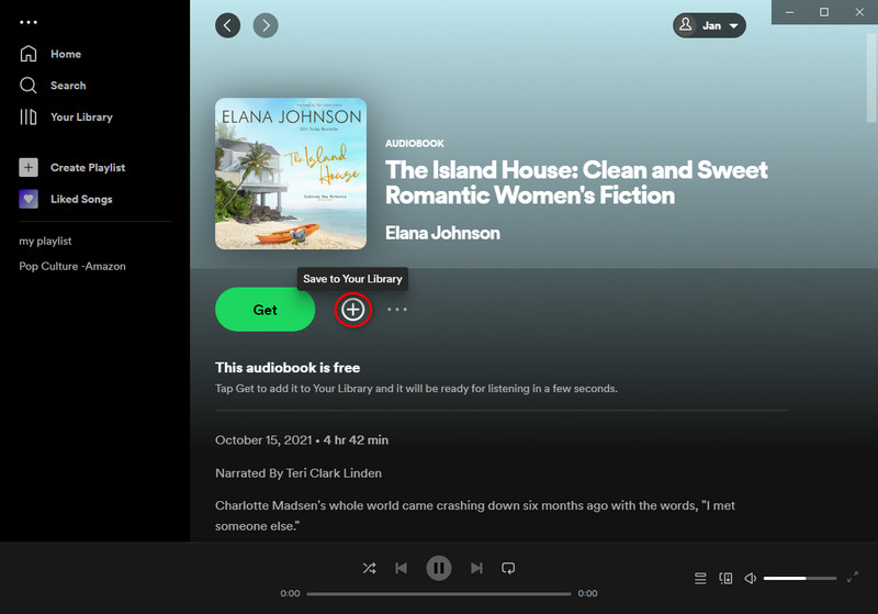 save spotify audiobook to library