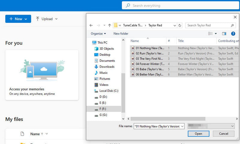 add tidal music to onedrive