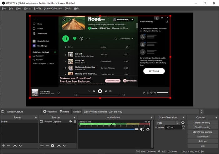 adjust spotify interface on obs