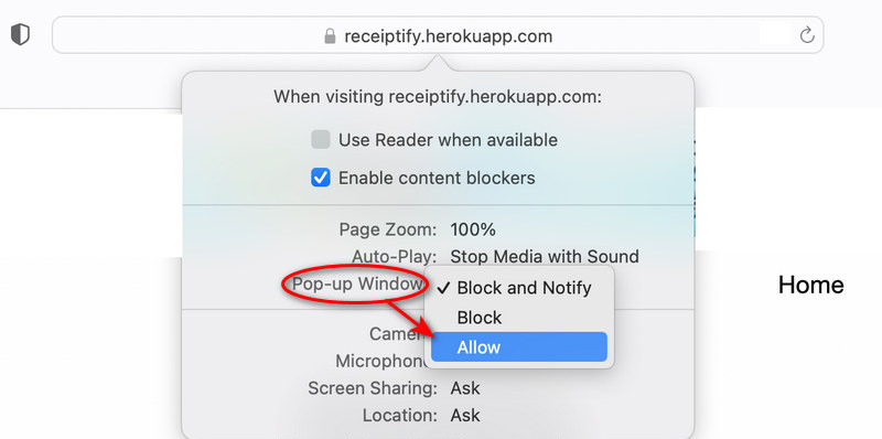 allow Receiptify Apple Music on mac