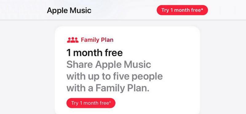 apple music family plan trial