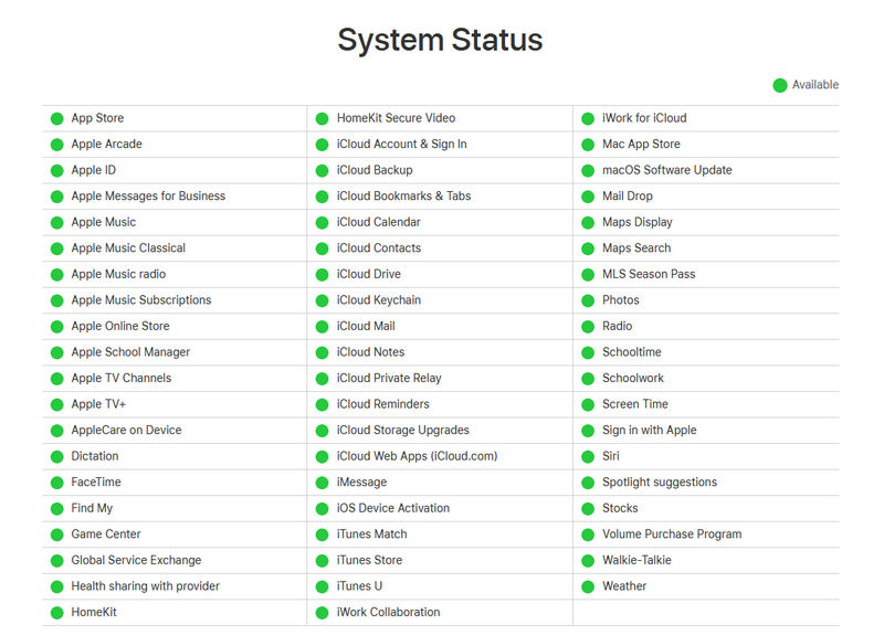 apple system status