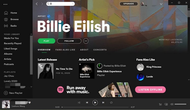 How To Always Free Download Billie Eilish S Song From Spotify Tunecable - roblox id codes for music billie eilish ocean eyes