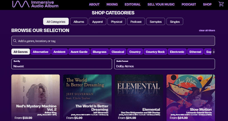 buy Spatial Audio music on Immersive Audio Album shop
