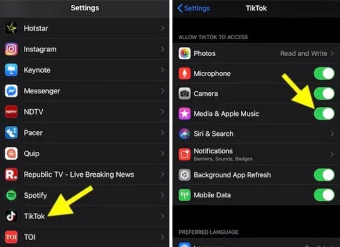 connect tiktok to apple music on ios