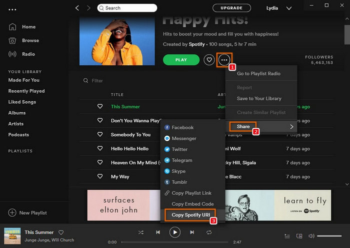 copy spotify music playlist to downloader
