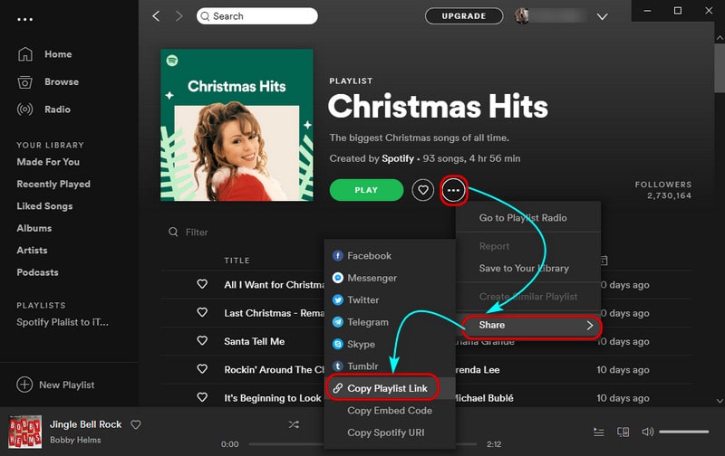 extract christmas songs from spotify