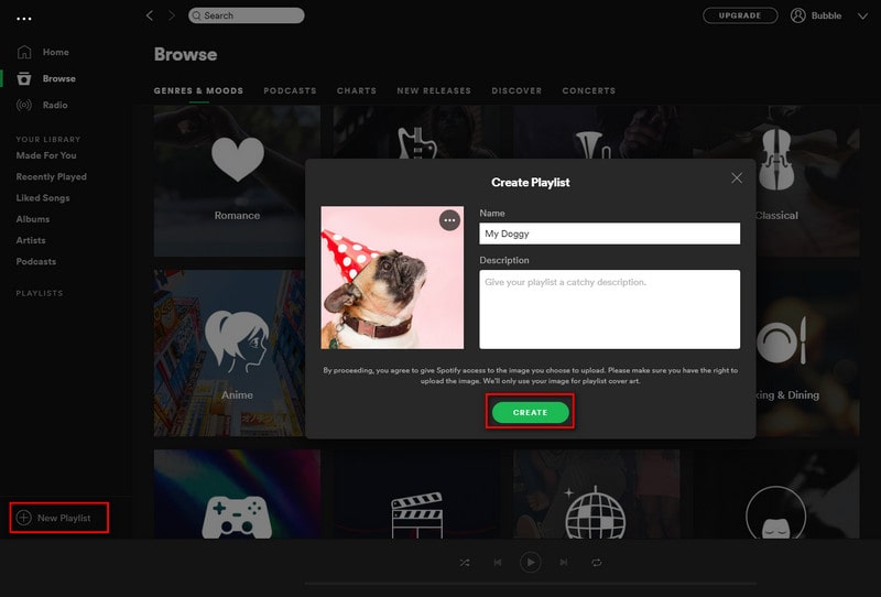 make pet playlist on Spotify