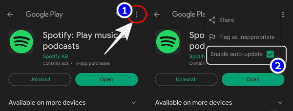 disable spotify auto updates on android phone