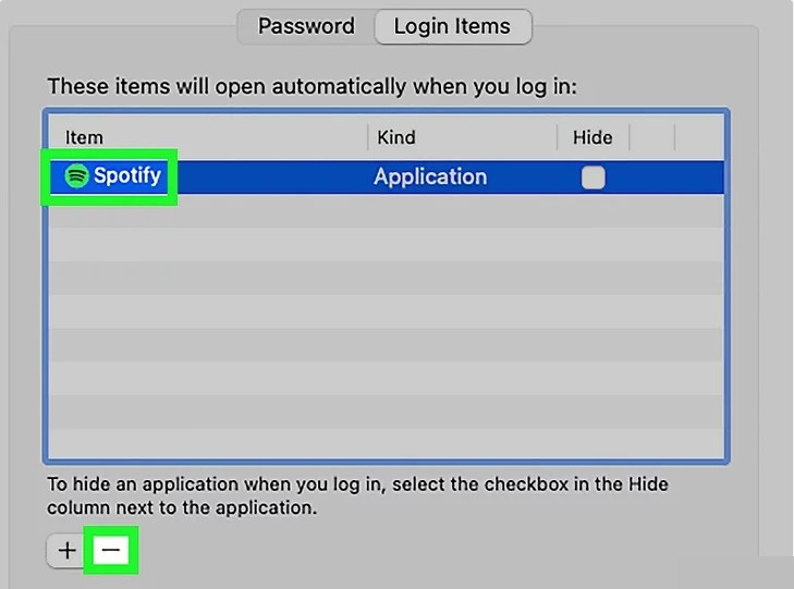disable spotify autostart via mac system preferences