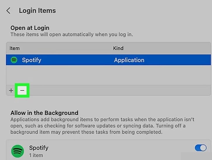 disable spotify autostart via mac system