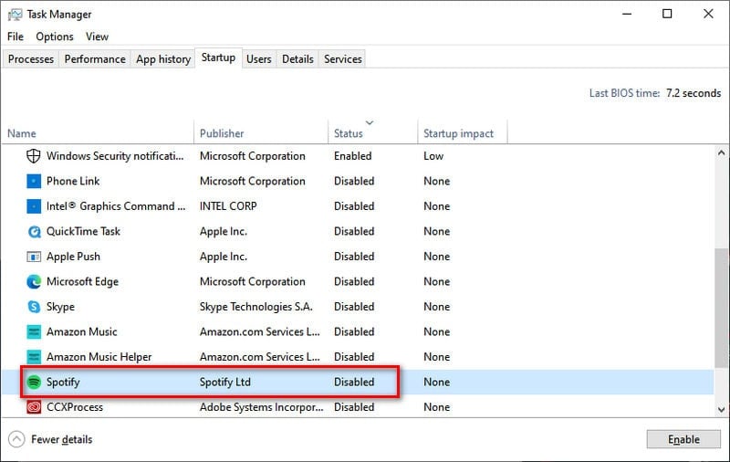 disable spotify autostart via windows task manager