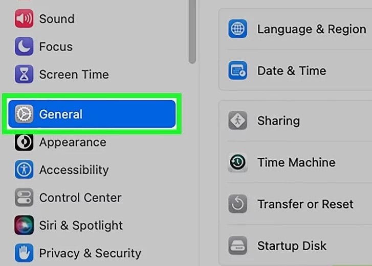 general settings on mac