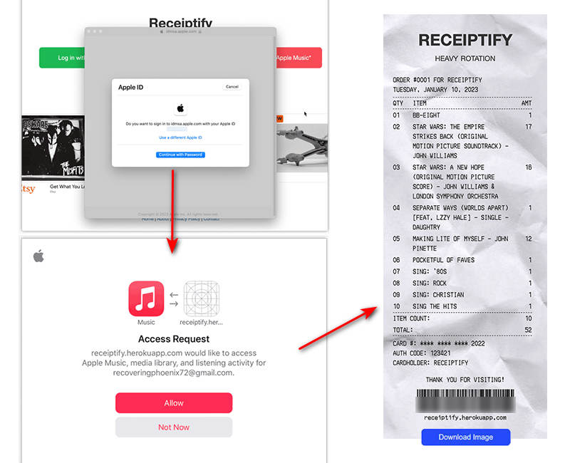 generate Apple Music receipt