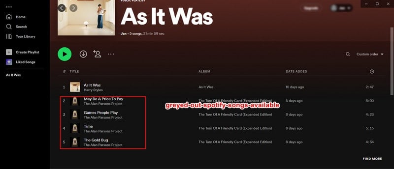 make greyed-out spotify songs available