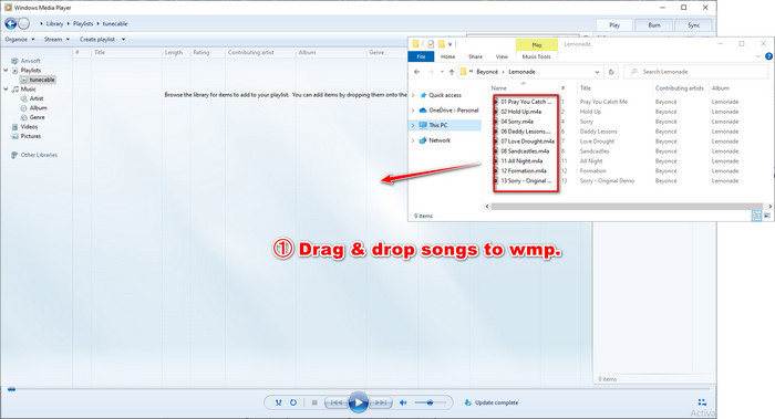 drag drop spotify songs to wmp