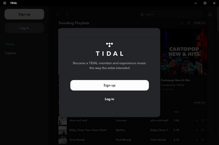 main-interface of tidal music converter